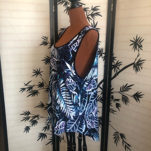 Palm Harbour Sleeveless Knit Tank Top Size XL Blue Black Palm Leaf Design GUC - Picture 4 of 13